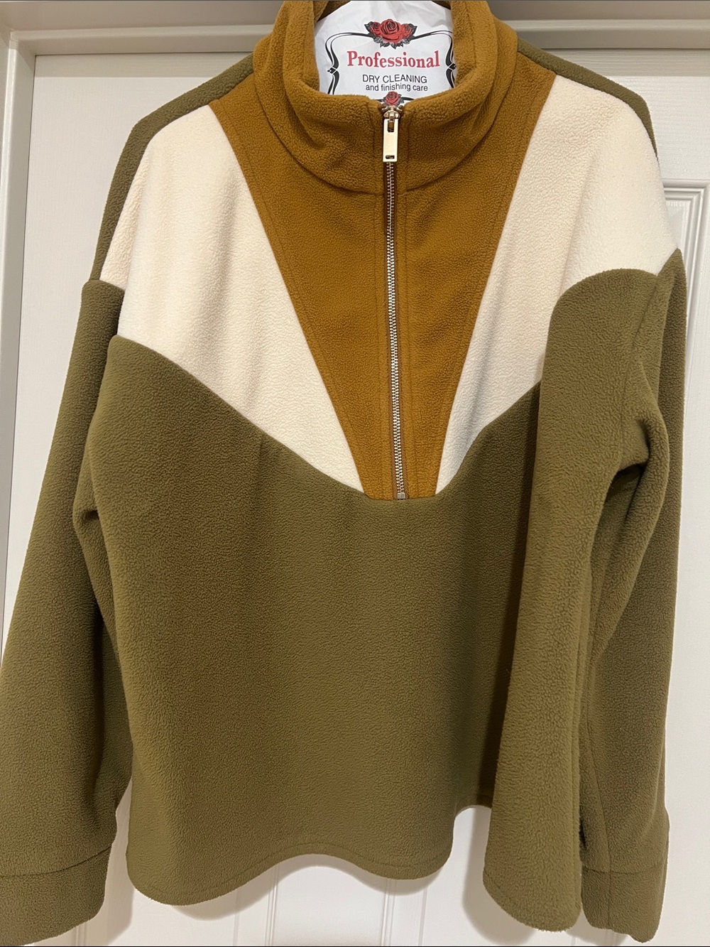 Sezane Adana Sweatshirt Khaki Ecru Camel - Size 12